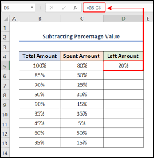 how to subtract a percene in excel