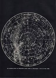 Star Chart Northern Sky Astronomy Print 1940s Von