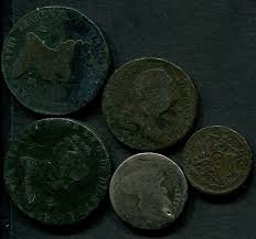 España - Lotes y colecciones - Nº 04983 - DVC - Lote 5 monedas de Carlos III  a Isabel II, 1 real, y varios maravedis. - Filatelia Monge