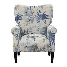 Fabric occasional accent chair with footstool modern colours lounge armchair. Wallace Bay Kelley Blue Floral Accent Chair With Button Tufting And Roll Arms Walmart Com Walmart Com