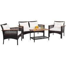 Gymax 4pcs Rattan Patio Furniture Set