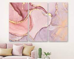 Marble Wall Art Pink And Gold Glitter