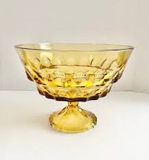 Vintage Amber Glass Pedestal Fruit