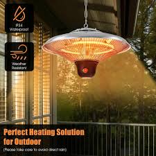 Costway 1500w Electric Hanging Heater Ceiling Mounted Infrared Heater W Remote Control Black