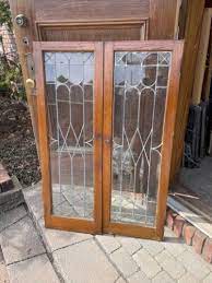 Antique Cabinet Doors Leaded Glass