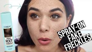 faux freckles using root hair spray