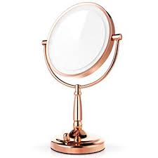 Amazon Com Miusco 7x Magnifying Lighted Makeup Mirror 8 Inch Two Sided White Daylight Led Shadow Free Led Vanity Mirror Battery And Adapter Rose Gold Beauty