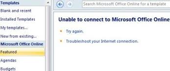 Unable To Connect To Microsoft Office Online For Office 2007