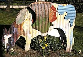 corrugated iron cow sculpture new