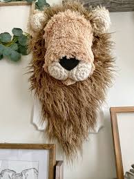 Faux Lion Taxidermy Plush Lion Head
