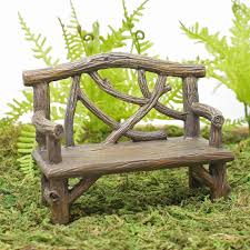 Log Effect Miniature Fairy Garden Bench
