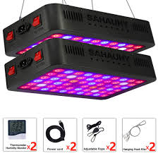 600w Led Grow Light Sahauhy 2 Packs Full Spectrum Plant Lights With Lens Veg Bloom Double Switch With Thermometer Humidity Monitor And Adjustable