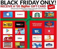 Here's how you may benefit from this deal. Expired Hy Vee Buy 150 Select Gift Cards Get 20 Hy Vee Gift Card Free Best Buy Lowe S Uber Starbucks More Gc Galore