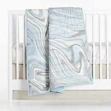 organic blue marble baby bedding