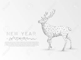 Origami Deer Polygonal Space Low Poly With Connecting Dots And