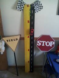 Growth Chart And Road Signs For Race Car Themed Room