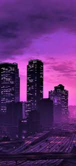 GTA 5, city at night, purple style ...