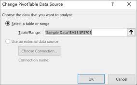change the source data for a pivottable