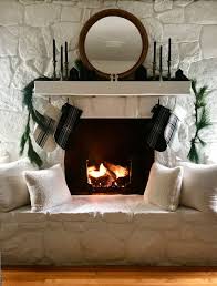 painted stone fireplace