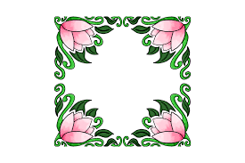 ornament border design with flora and