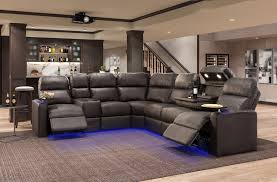 Octane Seating Turbo Xl700 Leather Sectional Couch In Brown Power Recline Theaterseat In Sectional Rows
