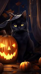 halloween jack o lantern cat cute