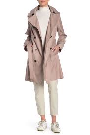 London Fog Solid Double Breasted Removable Hood Trench Coat Nordstrom Rack