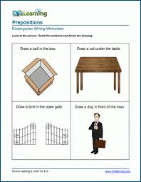 prepositions worksheets for pre