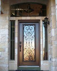 Wood And Wrought Iron Door With Transom