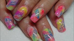funky tie dye acrylic nails you