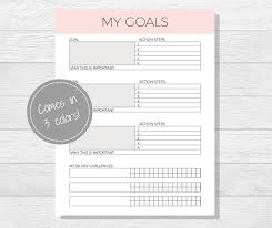 Goal Template Goal Planner Printable Life Goals