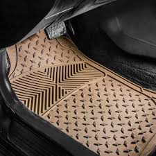 fh group climaproof beige trimmable semi custom 3 row non slip 4 piece 30 in x 17 in vinyl car floor mats
