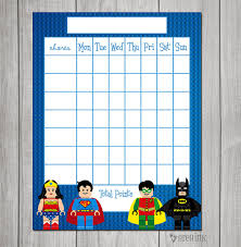 Lego Superhero Themed Chore Chart Reward Chart By Greyink