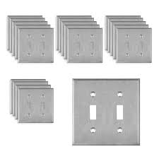 2 Gang Stainless Steel Toggle Switch Metal Wall Plate Standard Size 20 Pack