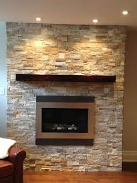Wood Mantel And Natural Ledge Stone On