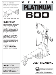 weider platinum 600 user manual pdf