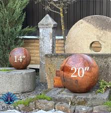 Rusty Metal Sphere Outdoor Garden Decor
