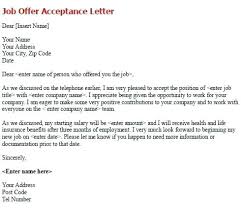 Accept A Job Offer Email Ple Acceptance Letter Example Basic