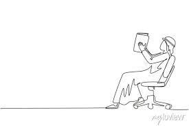line drawing arab man reads book