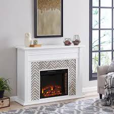 White Electric Fireplace At