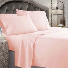 plain tea pink bed covers with 2 pillow