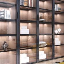 Glass Door Melamine Bookshelf Cabinet