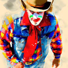 watercolor rodeo clown graphic