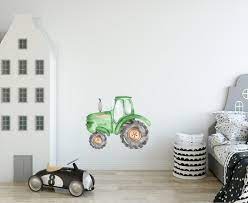 Watercolor Green Farm Tractor Wall