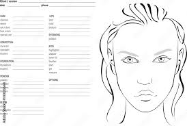 face chart makeup artist blank
