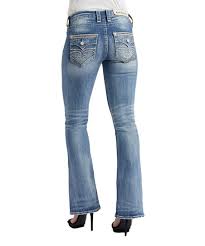Rock Revival Medium Blue Mid Rise Distressed Bootcut Jeans Women