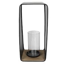 brown metal glass rectangle candleholder