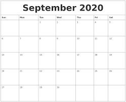 September 2020 Blank Schedule Template