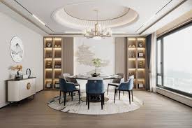 Dining Room With A Large Round Table