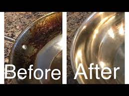remove burnt oil stains from pots and